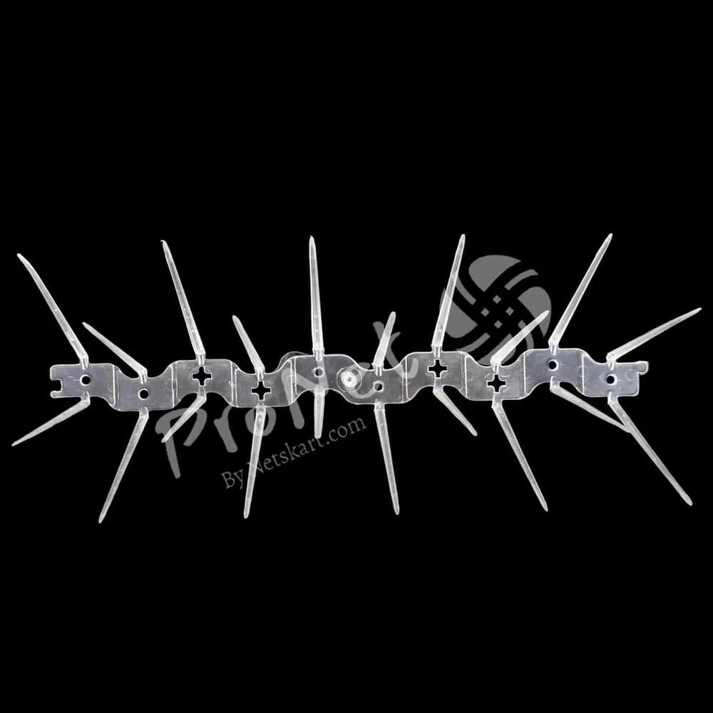 Top view of ProNet transparent 2 row bird spike strip for ledges, pipes and AC outdoor units