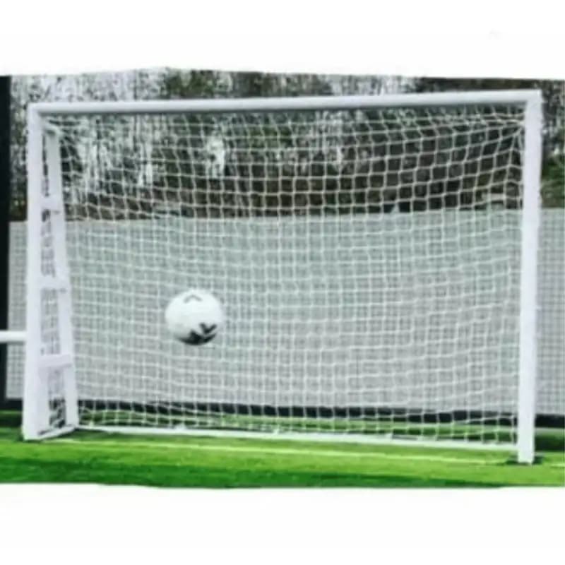 Garware Sportiva Soccer Net installed on football goal with ball for practice and match play