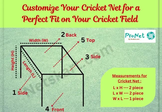 Cricket net measurement guide for selecting net size for academy, school and practice setup installation